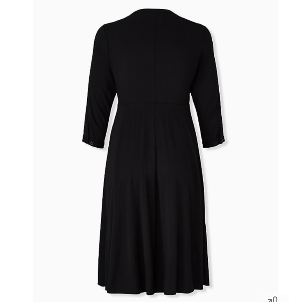 Torrid Black Challis Button Front Midi Shirt Dres… - image 2